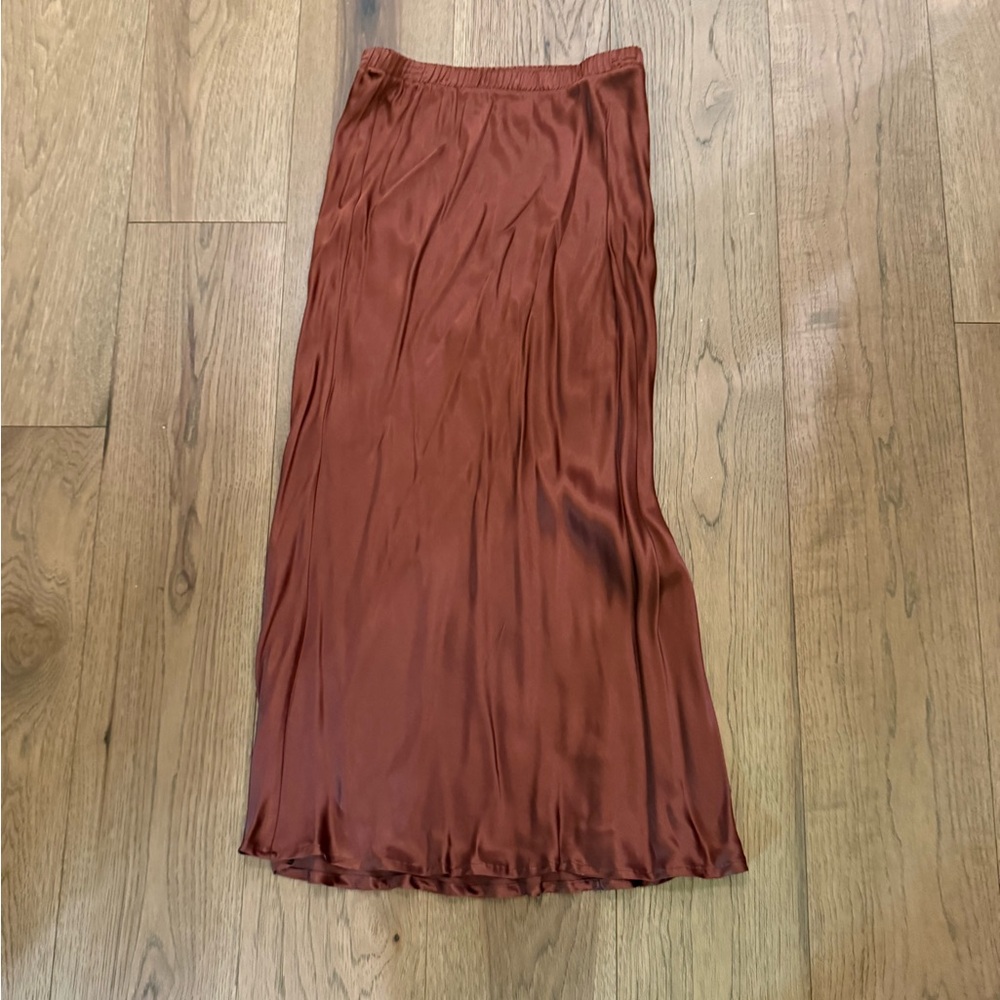 Nation LTD Satin Maxi Skirt in Rust